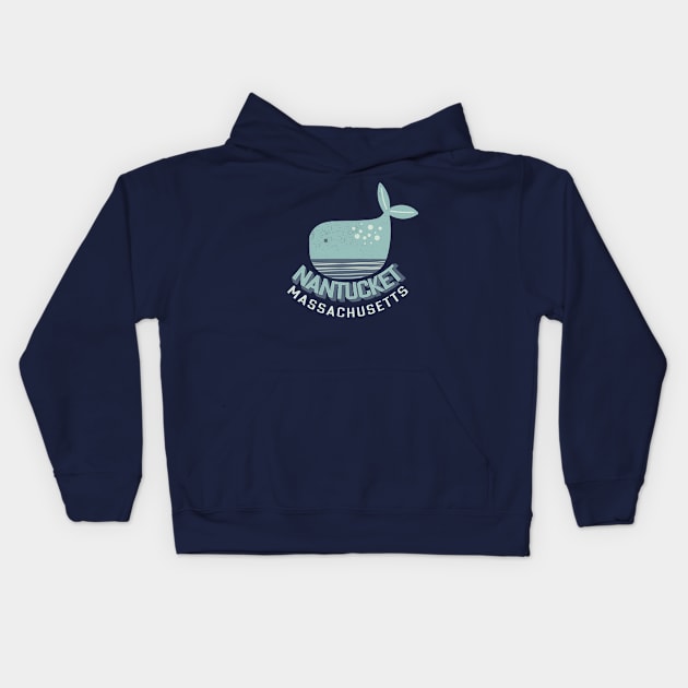 Nantucket Massachusetts Whimsical Whale Kids Hoodie by SharksOnShore